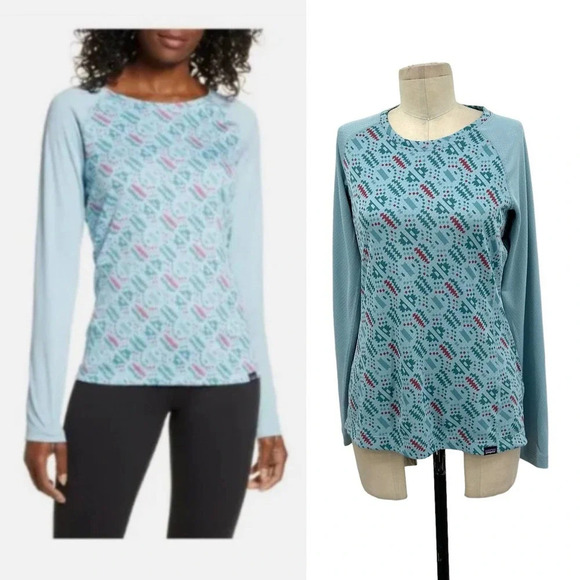 Patagonia Capilene Midweight Crewneck‎ Top IceFall Big Sky Blue Size Medium - Picture 1 of 11